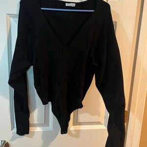 Good American Black Ribbed Bodysuit